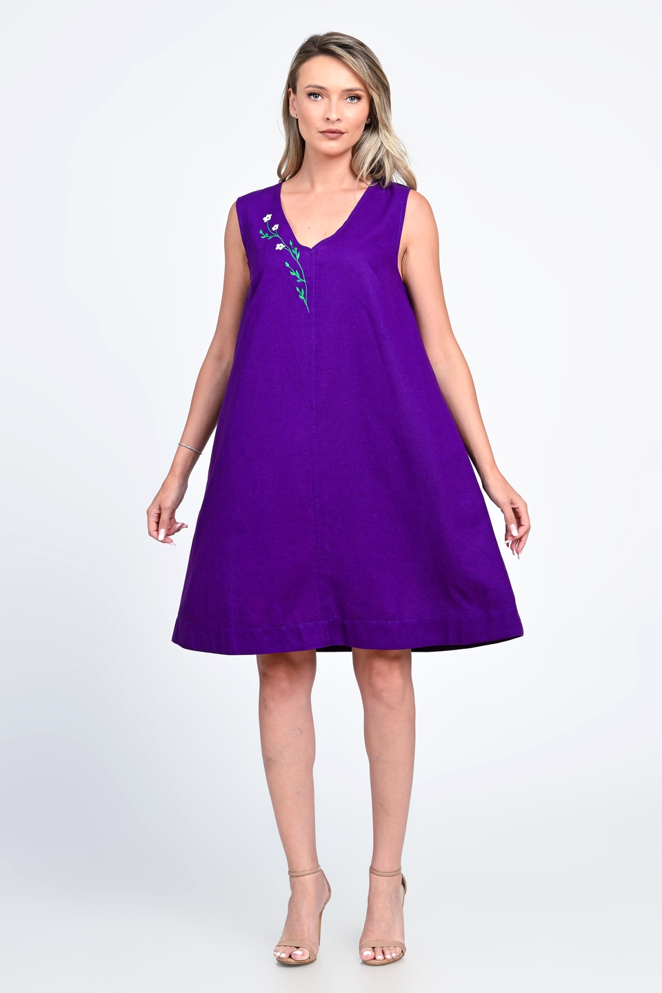 Rochie Dama, Eranthe, V-Neckline V340, cu Pictura Realizata Manual - 2 | YEO